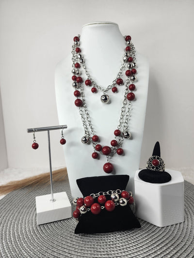 Collar Rojo Vino-JOYERIA
