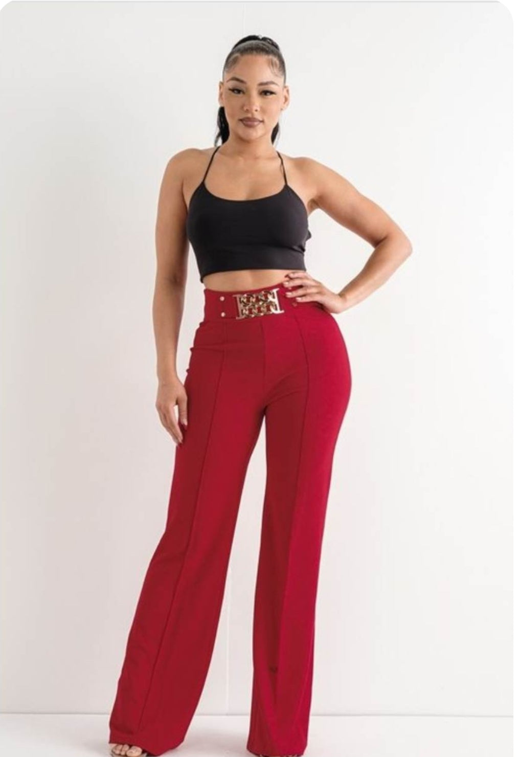 Pantalon Vestir Correa Dorada