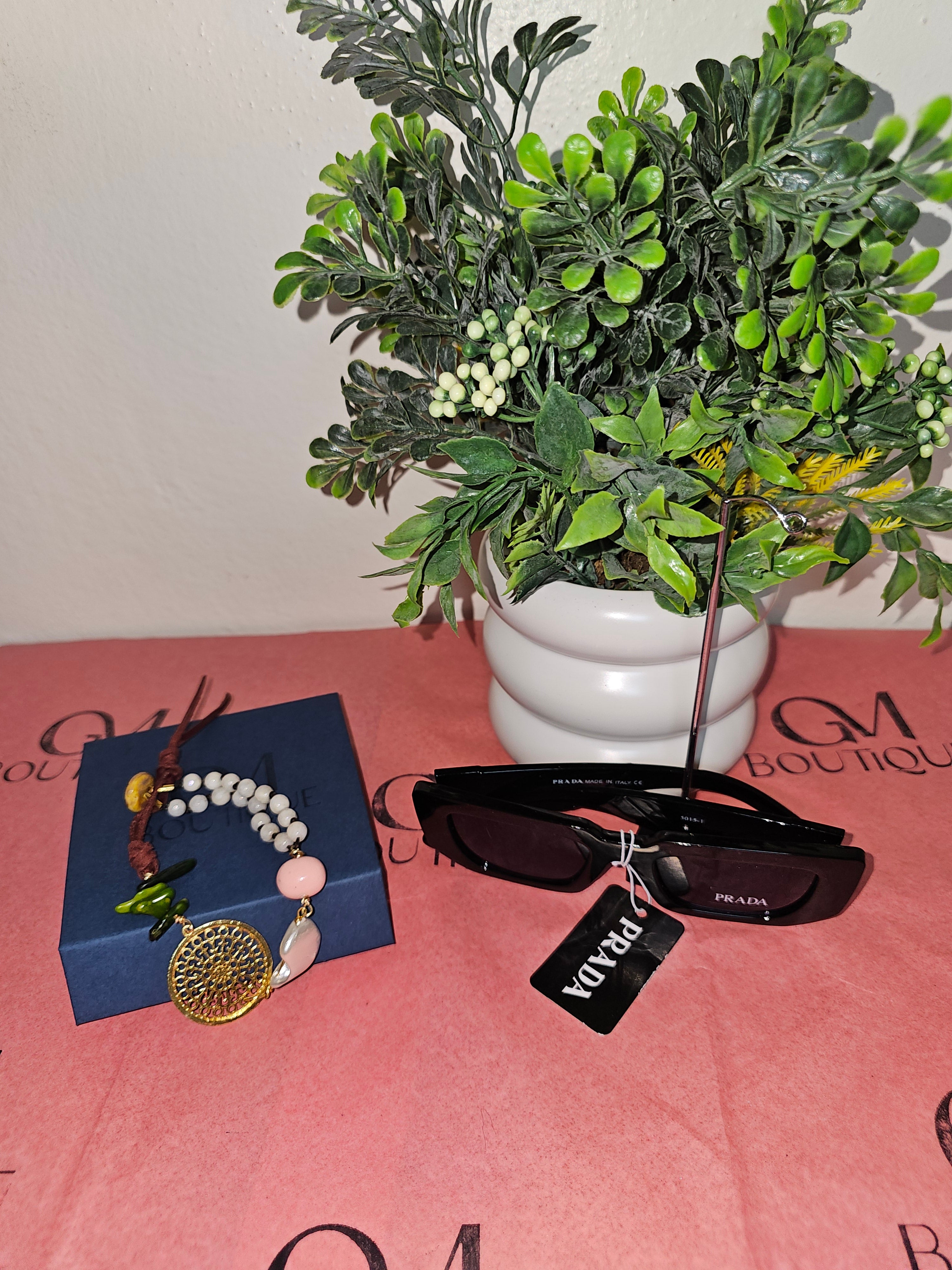 Pulsera de hilo anudado & oro laminado