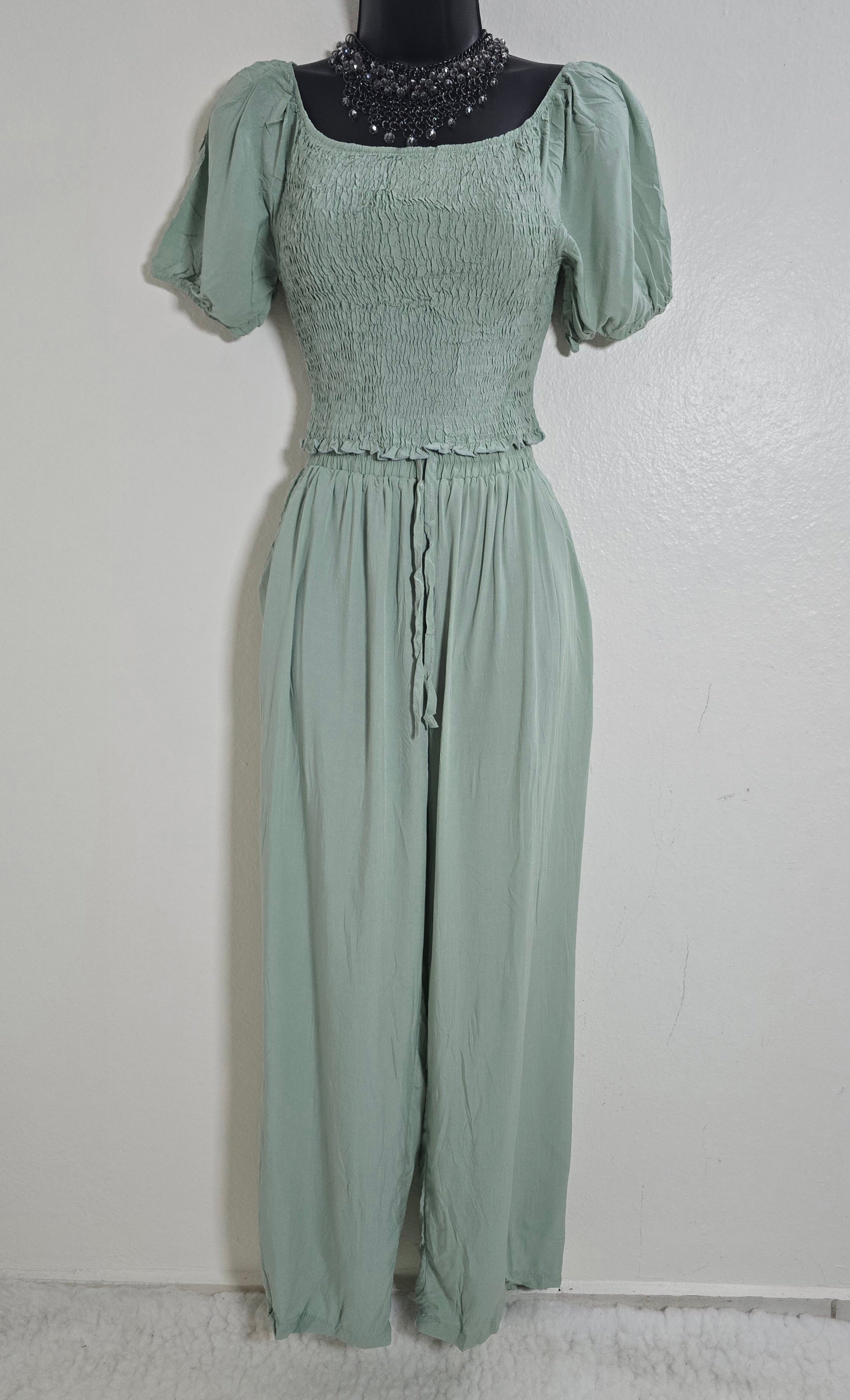 Conjunto de 2 Piezas Pantalon y Tops Crops