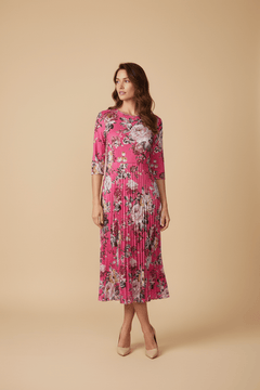Vestido Midi Floral con Falda Plisada - GM Fashion Boutique