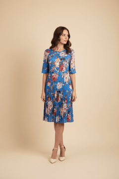 Vestido Midi Floral con Falda Plisada - GM Fashion Boutique