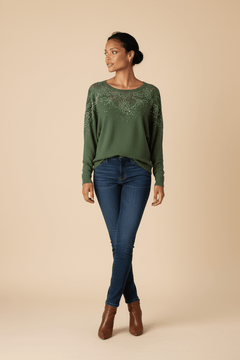 Blusa Elegante con Encaje Floral y Brillos Sutiles - GM Fashion Boutique