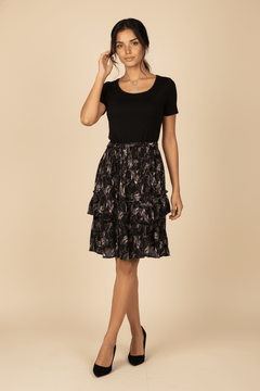 Vestido Midi Estampado en Capas con Manga Corta - GM Fashion Boutique