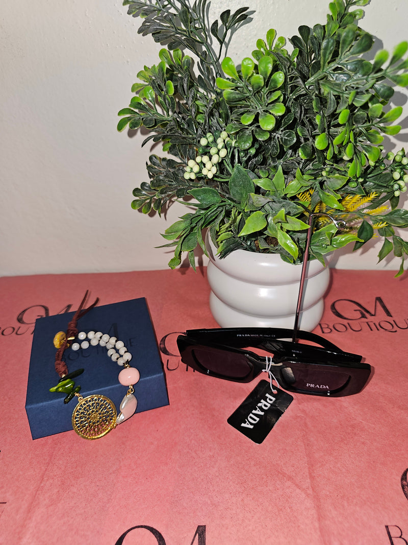 Pulsera de hilo anudado & oro laminado