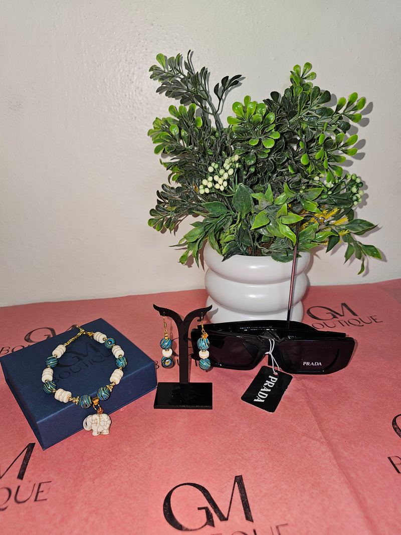 Set Pulsera y Pantallas – Dije Elefante en Piedra