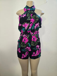 Romper Tropical Halter con Escote Cruzado - GM Fashion Boutique