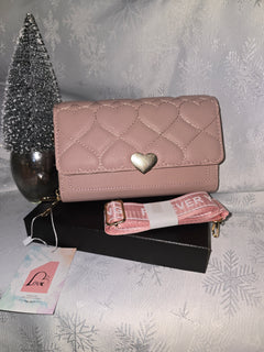 Cartera - Bolso Acolchado Corazón Dorado con Correa Intercambiable