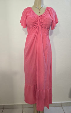Vestido Midi Romántico con Fruncido y Lazo Ajustable - GM Fashion Boutique