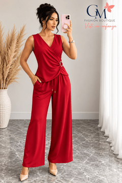 Conjunto de Mujer 2 Piezas con Pantalón Palazzo y Blusa Cruzada - GM Fashion Boutique