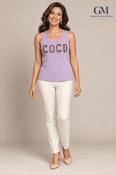Suéter sin Mangas COCO con Letras Animal Print - GM Fashion Boutique