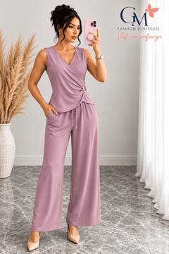 Conjunto de Mujer 2 Piezas con Pantalón Palazzo y Blusa Cruzada - GM Fashion Boutique