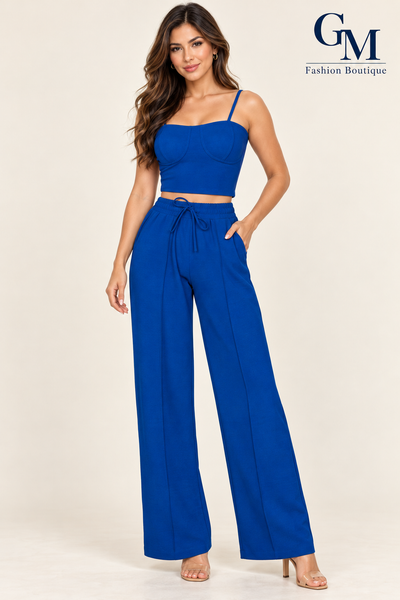 Conjunto de 2 Piezas para Mujer – Crop Top y Pantalón de Tiro Alto