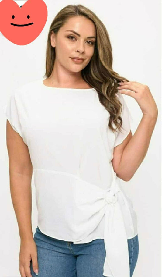 Blusa Blanca con Lazo Lateral – Estilo Elegante y Versátil - GM Fashion Boutique