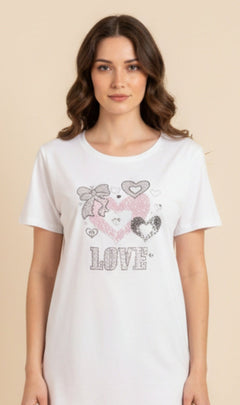 Camiseta Love con Detalles Brillantes - GM Fashion Boutique