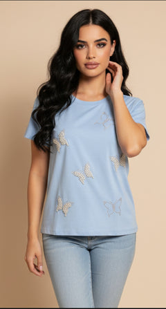 Camiseta con Mariposas Brillantes - GM Fashion Boutique