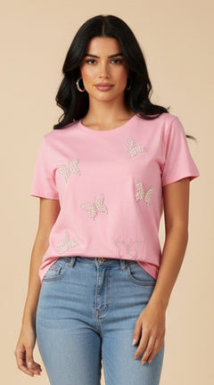 Camiseta con Mariposas Brillantes - GM Fashion Boutique