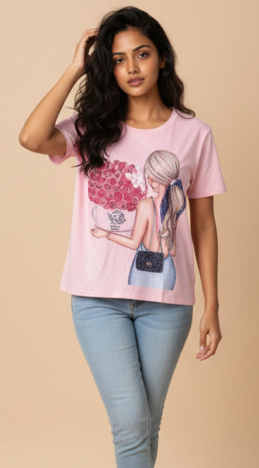 Camiseta Ilustrada con Diseño Femenino - GM Fashion Boutique