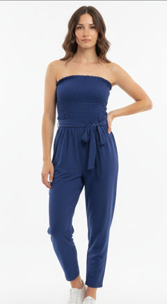 Jumpsuit Strapless Smock con Lazo en Cintura - GM Fashion Boutique