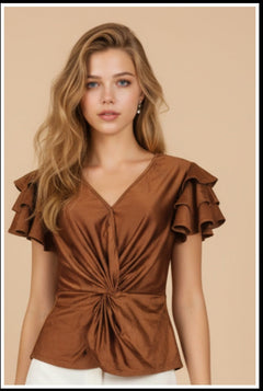 Blusa Satinada Manga Volante - GM Fashion Boutique