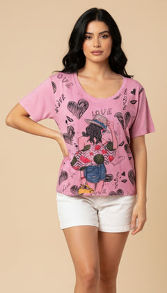 Camiseta Gráfica LOVE – Estilo Casual Chic - GM Fashion Boutique