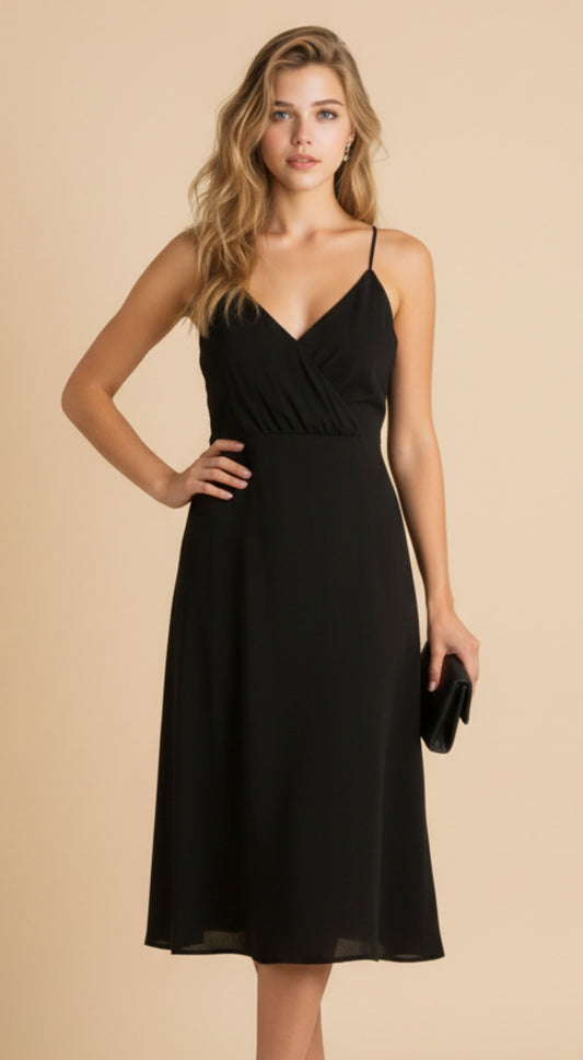 Vestido Midi de Tirantes con Escote Cruzado - GM Fashion Boutique