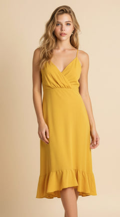 Vestido Midi de Tirantes con Escote Cruzado - GM Fashion Boutique