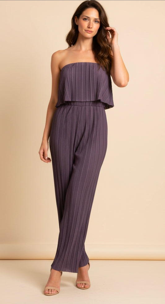 Jumpsuit Strapless Plisado de Caída Elegante - GM Fashion Boutique