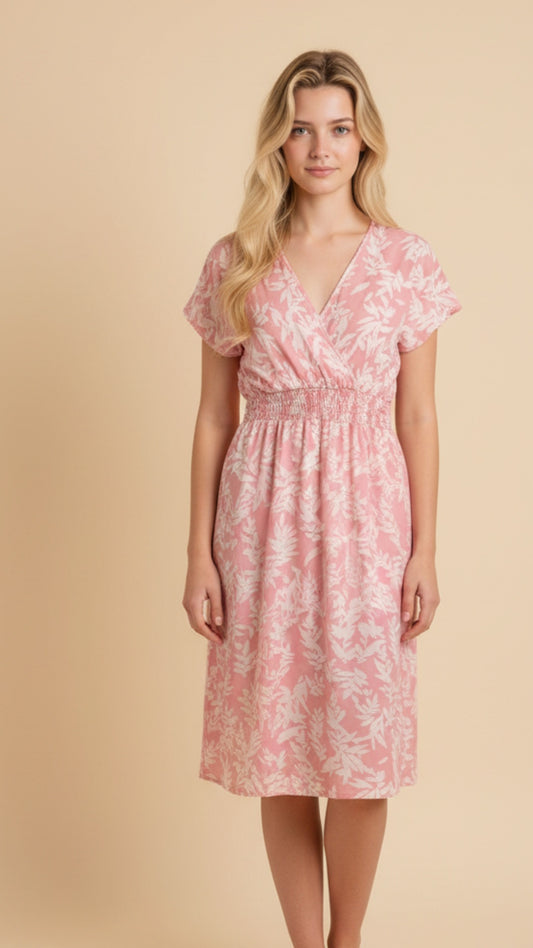Vestido Midi Floral con Escote Cruzado - GM Fashion Boutique