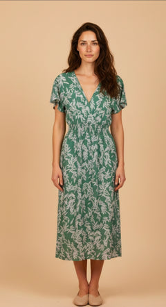 Vestido Midi Floral con Escote Cruzado - GM Fashion Boutique