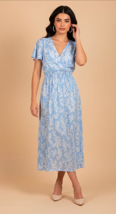 Vestido Midi Floral con Escote Cruzado - GM Fashion Boutique