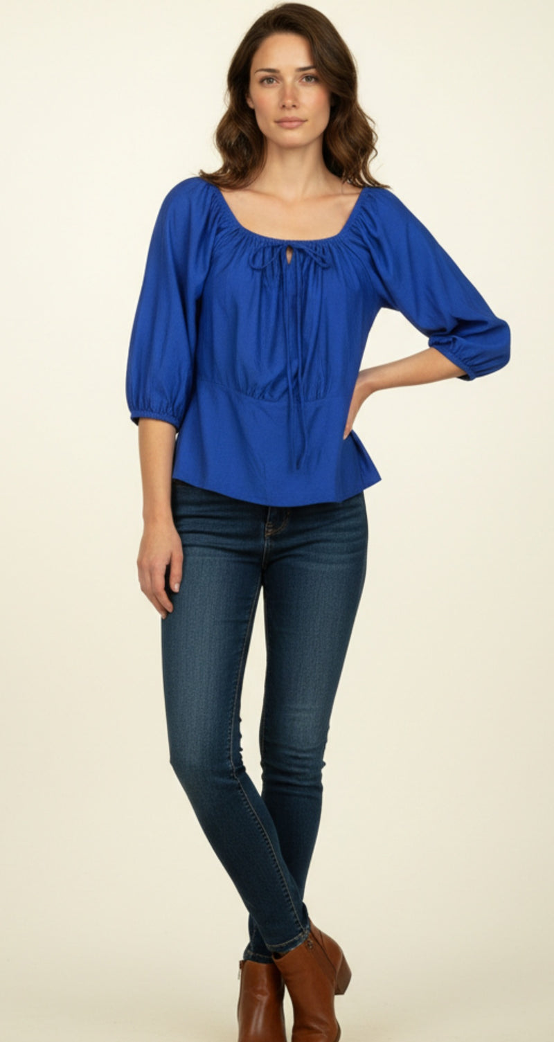 Blusa Boho Elegante con Escote Fruncido - GM Fashion Boutique