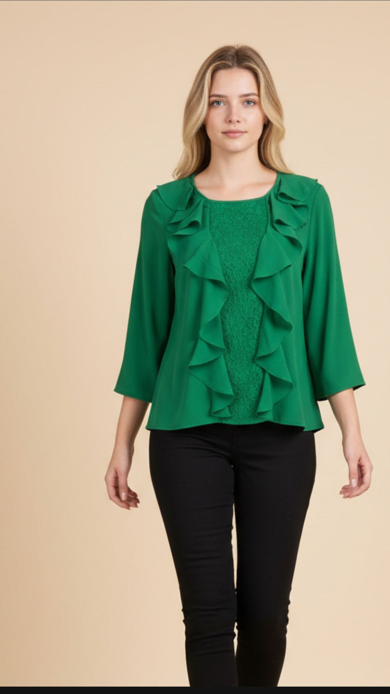 Blusa Elegante con Volantes y Detalle en Encaje - GM Fashion Boutique