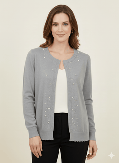 Cardigan Elegante con Perlas y Brillantes - GM Fashion Boutique