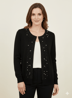 Cardigan Elegante con Perlas y Brillantes - GM Fashion Boutique