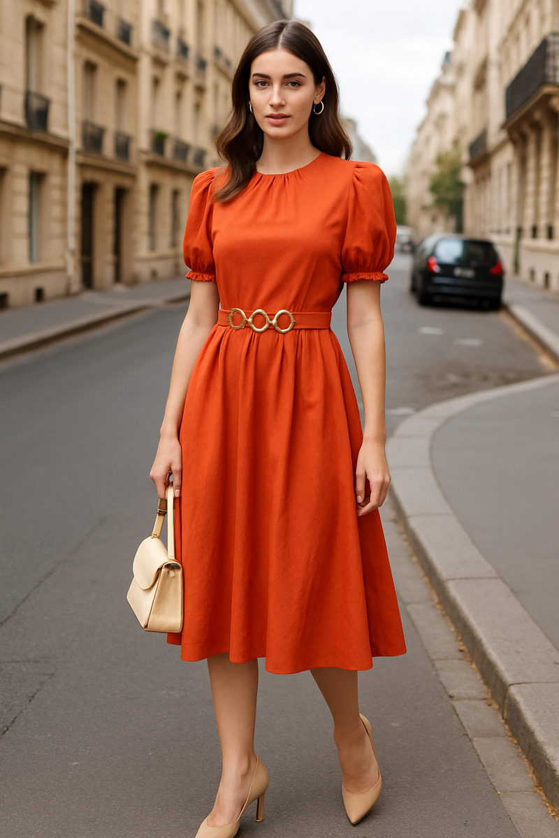 Vestido Cuello Redondo